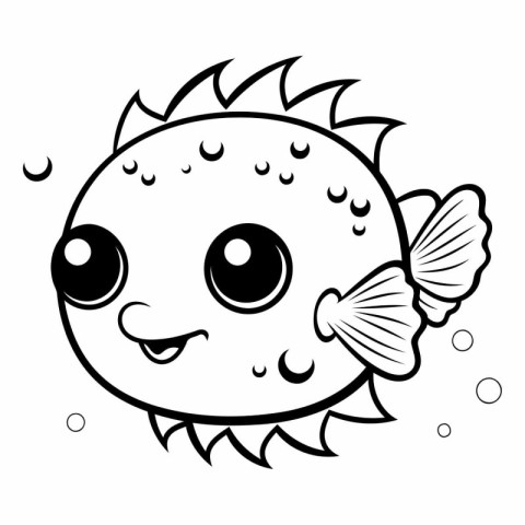 Coloring book for children: Cute puffer fish