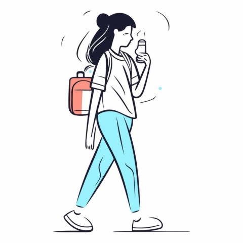 Vector illustration of a young woman with a bottle of water and