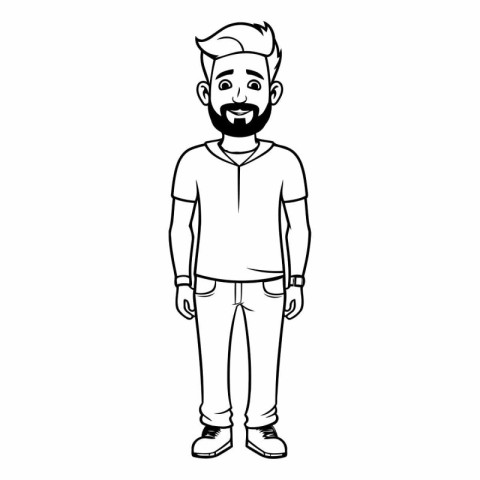 young man with beard avatar character vector illustration design