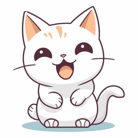 Cute cartoon cat isolated on a white background.