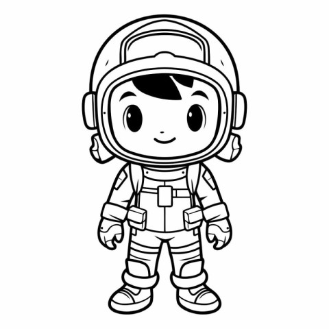 Coloring book for children: astronaut in space suit.