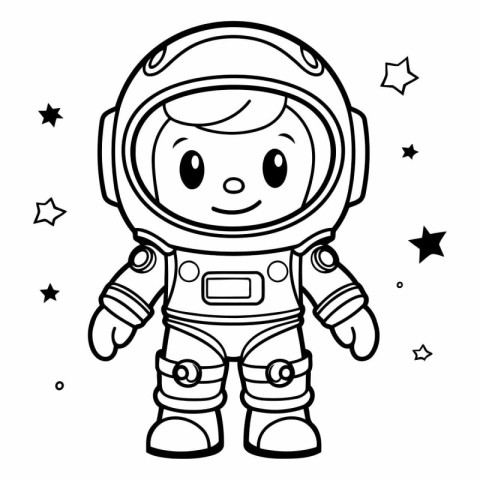 Coloring book for children: astronaut in space suit.