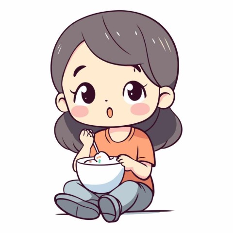 Illustration of a Cute Little Girl Holding a Cup of Tea