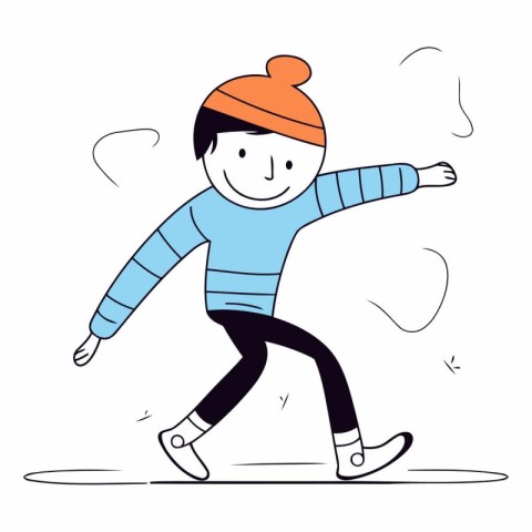 Vector illustration of a boy skating on ice. winter sport activi