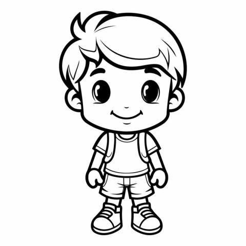 Cute Little Boy Cartoon Mascot Character Vector Illustration.