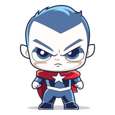 Cute Superhero Boy Cartoon Mascot Character Vector Illustration