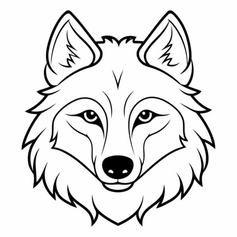 Wolf head isolated on white background in outline style.