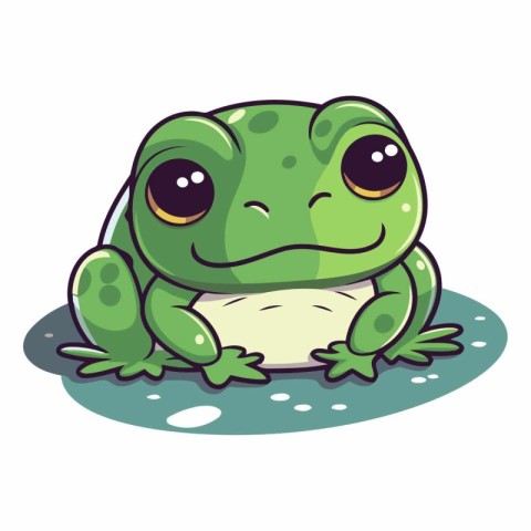 Frog isolated on white background. Cute cartoon vector illustrat