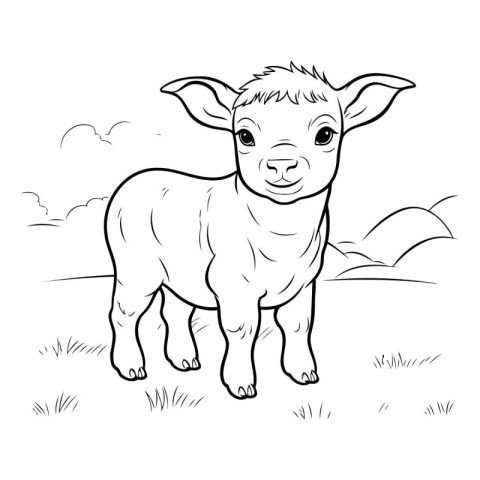 Coloring book for children: cute cartoon sheep.