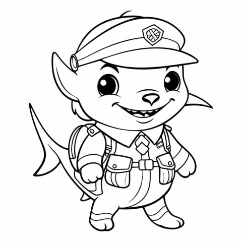 Coloring Page Outline Of Cartoon Police Officer  Vector Illustra