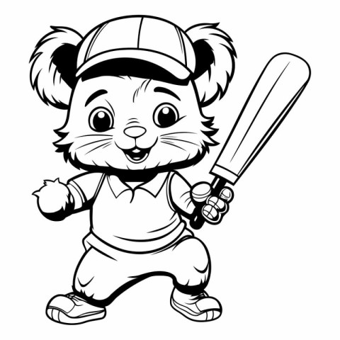 Hamster Baseball Mascot Character Mascot Vector Illustration