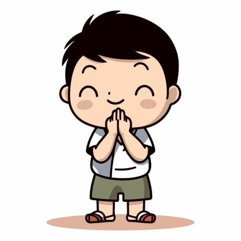 Cute Boy Praying - Vector Cartoon IllustrationÃ¯Â»Â¿