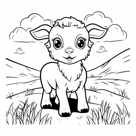 Cute cartoon sheep. Coloring book for kids.