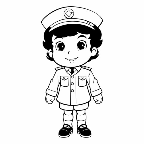 Coloring book for children: Cute boy in a pilot costume