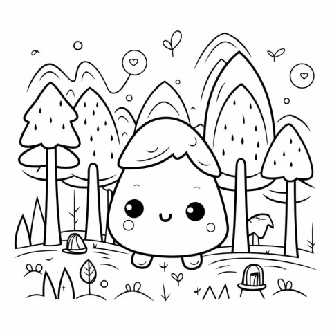 cute little hedgehog in the field woodland character vector illu