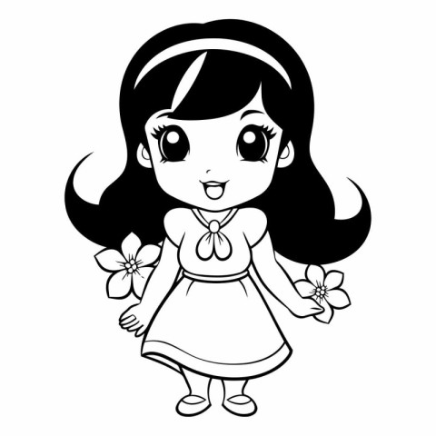 cute little girl cartoon vector illustration graphic design vect