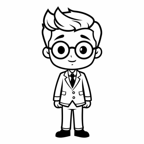 cute boy with glasses cartoon vector illustration graphic design