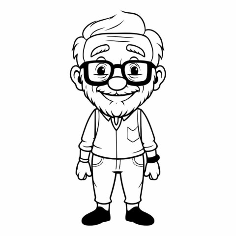 grandfather with glasses cartoon icon over white background.