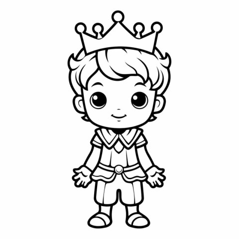 Cute cartoon prince with crown isolated on white background.