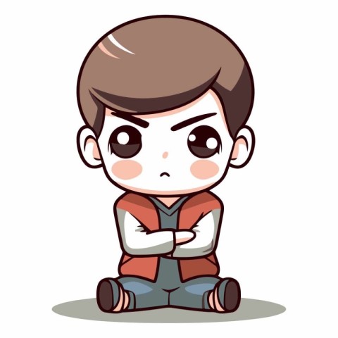 Sad boy cartoon character design vector illustration. T-shirt pr