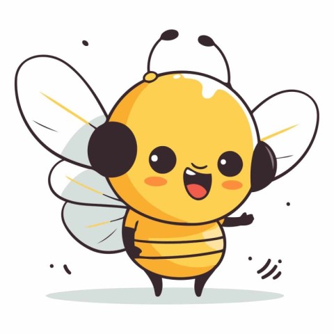 Cute cartoon bee isolated on a white background.