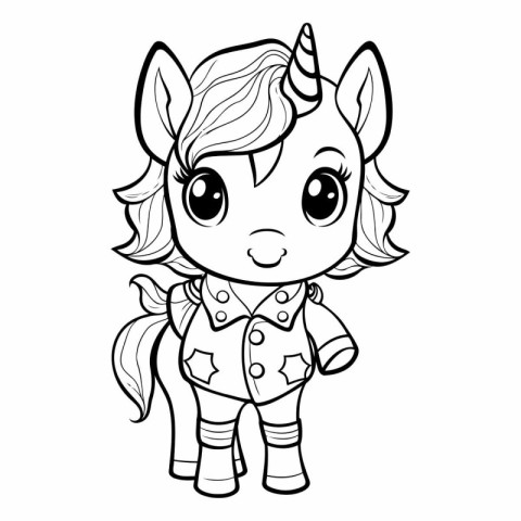 Coloring book of cute unicorn. Cartoon style.