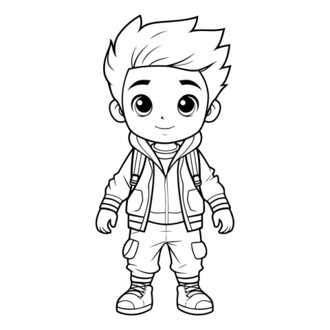 Vector illustration of Cute Cartoon boy in winter clothes for co