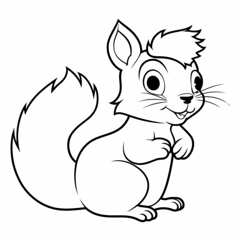 Black and White Cartoon Illustration of Squirrel Animal for Colo