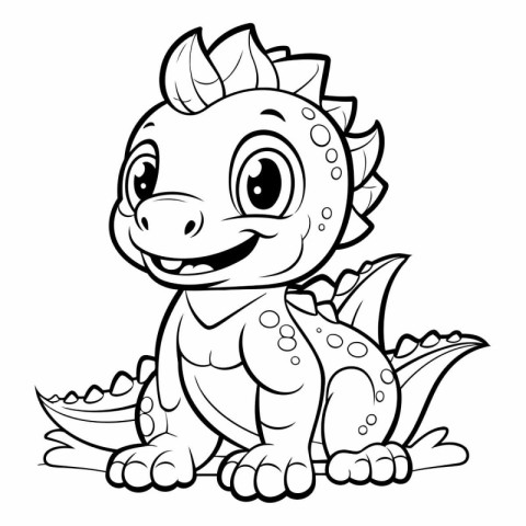 Coloring book of cute dragon. Cartoon style.