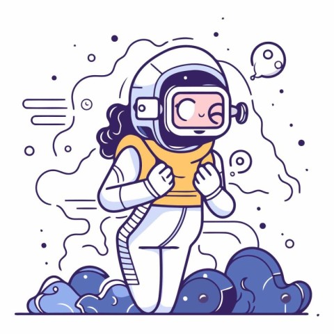 Astronaut in space suit in line style.