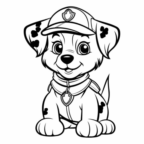 Cute cartoon puppy in a cap and a cap.