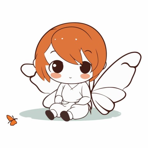 Cute little girl with butterfly and butterfly wings.