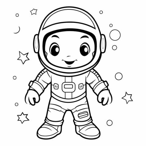 Coloring book for children: astronaut in space suit.