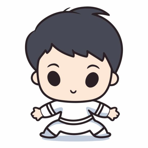 Cute karate boy cartoon vector illustration graphic design vecto