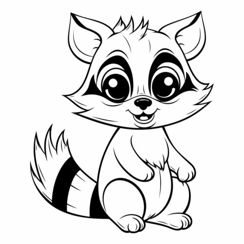 Cute raccoon cartoon isolated on white background.