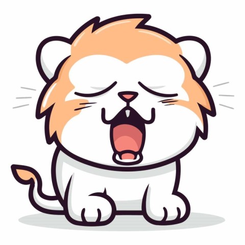 Lion Cartoon Mascot Character Yawning Vector Illustration