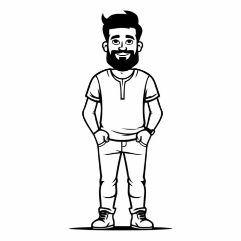 young man with beard cartoon vector illustration graphic design