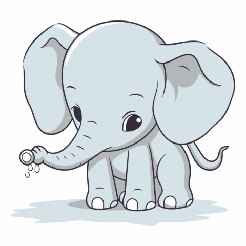 Cute cartoon elephant isolated on a white background.