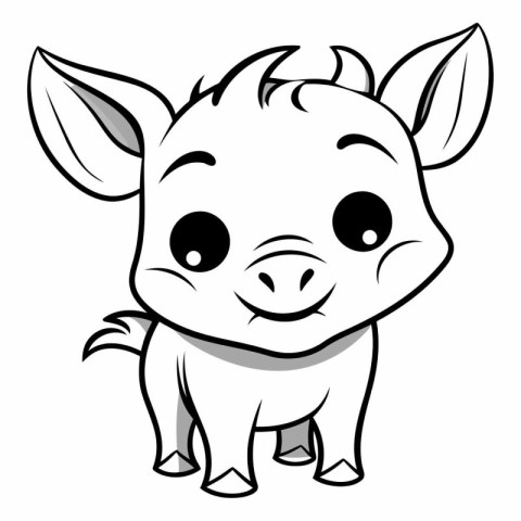 Illustration of a Cute Little Pig Cartoon Character for Coloring