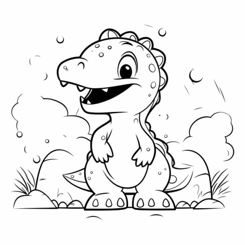 Coloring Page Outline Of a Dinosaur Cartoon Character Vector Ill