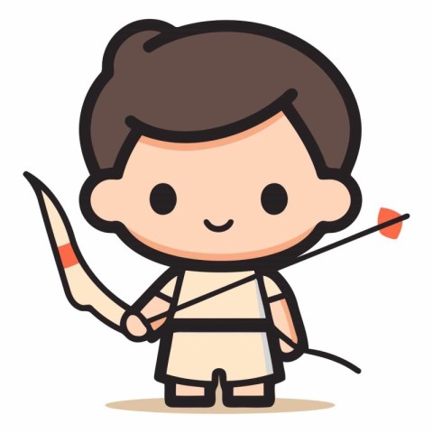 Cupid Boy with Bow and Arrow Cartoon Character Vector Illustrati