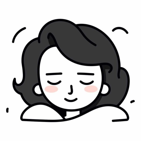 Young woman with closed eyes. Cute cartoon character.