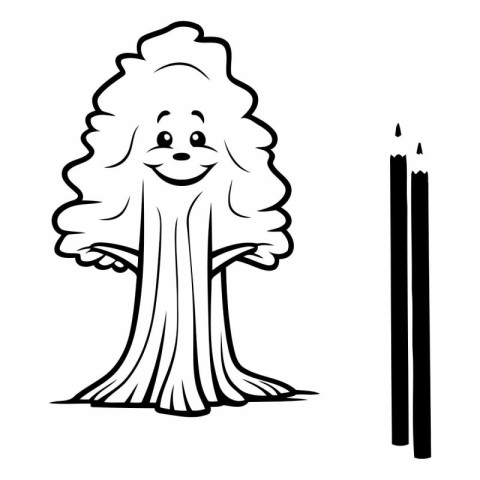 Vector illustration of a cartoon tree with candles in the shape