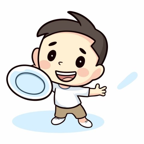 Illustration of a Kid Boy Wearing a Blank Sushi Plate