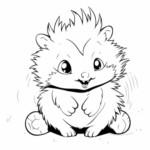 Cute hedgehog. Black and white vector illustration for coloring