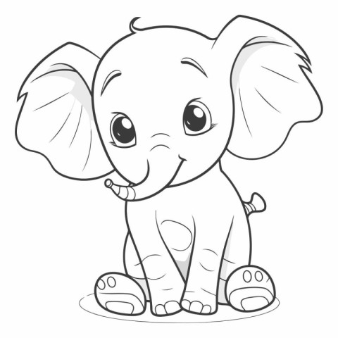 Cute baby elephant on a white background. eps