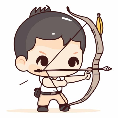 Cupid with bow and arrow cartoon vector illustration. Cute Cupid