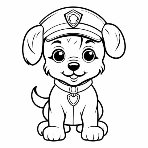 Cute cartoon puppy in police uniform. Vector clip art illustrati