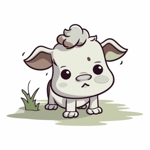 Illustration of a Cute Cartoon Cow on White Background - Vector