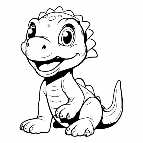 Cute cartoon dinosaur for coloring book or page.